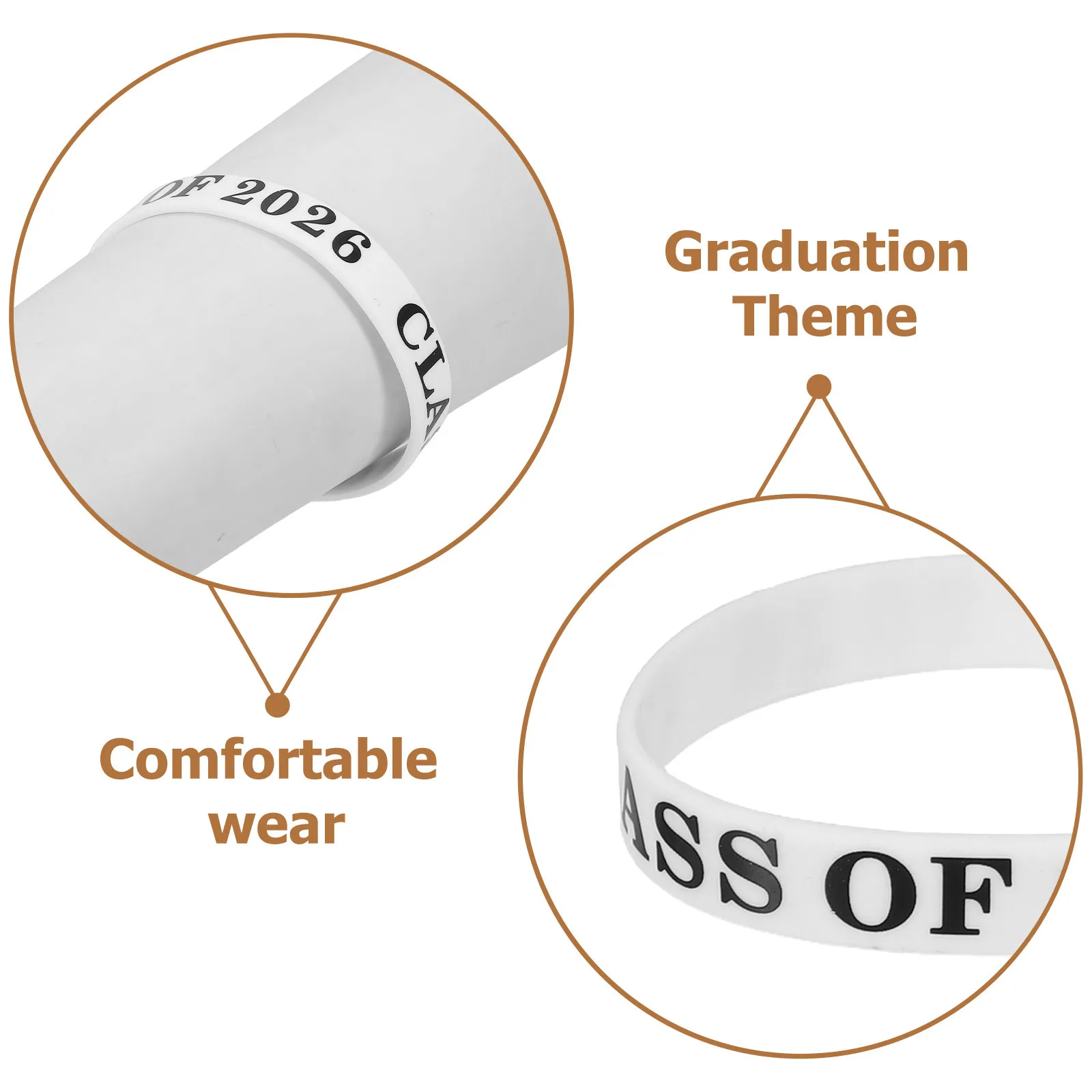 50Pcs Class of 2026 Graduation Wristbands Soft Flexible Silicone Bracelets Grad Party Favors Teacher Student Gift Set Goodie Bag