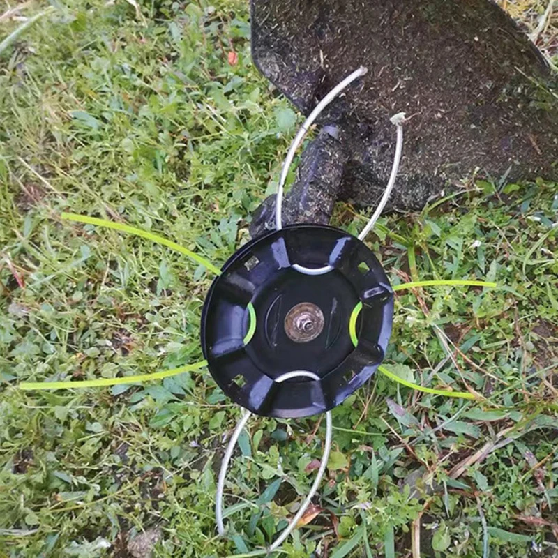Heavy Duty Steel 4-Line Grass Trimmer Head for Gasoline Lithium Brush Cutter Lawn Mower Weed Eater Garden Tool Replacement