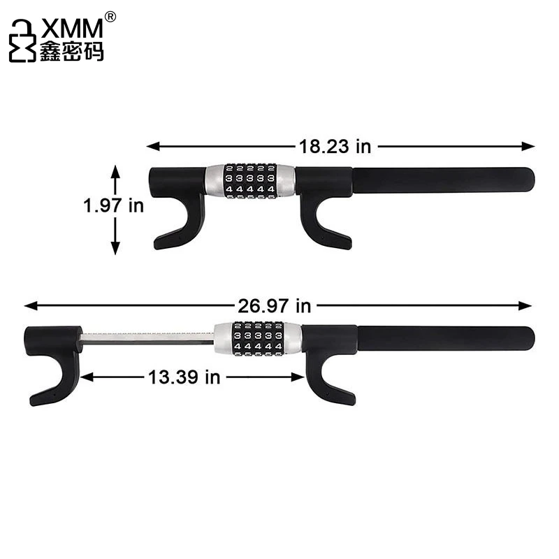 XMM-1 Car Steering Wheel Lock Anti-theft Combination Lock For Car Security 5 Password Adjustable Car Lock