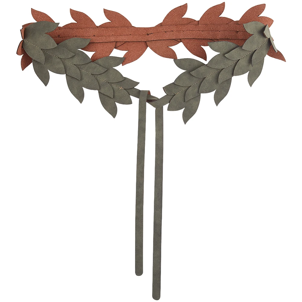 Green Leaf PU Leather Belts Medieval Renaissance Sash Belt Vintage Leaves Forest Fairy Elf Costume Cosplay Waistband Waist Rope