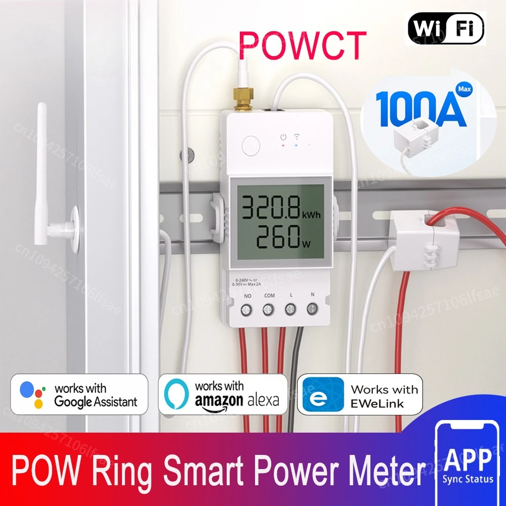 

POWCT POW Ring Умный измеритель мощности Бесконтактный трансформатор тока Монитор энергии eWeLink Приложение Удержание данных через Alexa Google