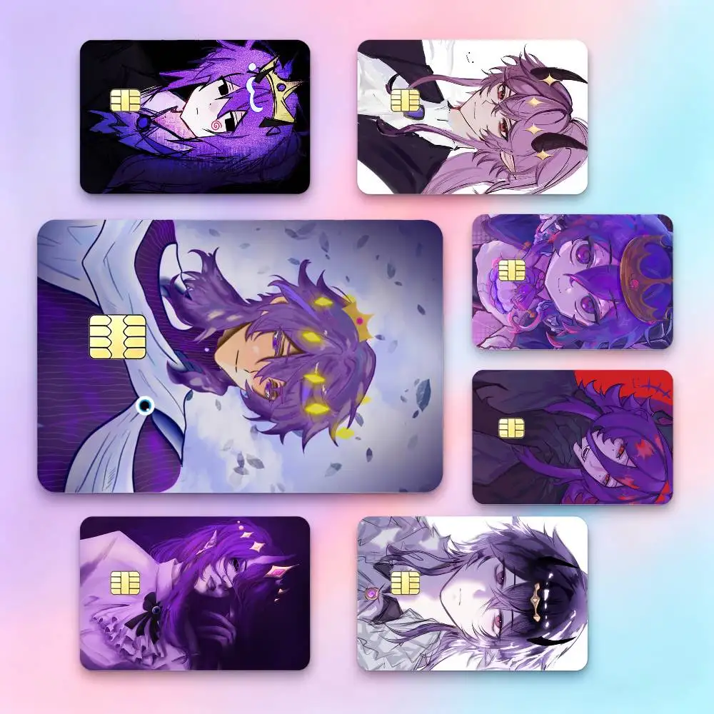 Long-haired purple-haired demon  Credit Card HD Stickers Small Chip Waterproof Sticker Game Card Decal Gift