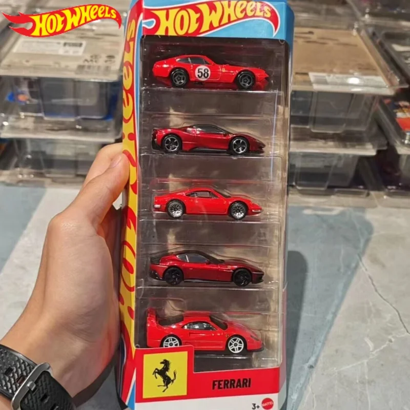

Hot Original In Stock Hot Wheels 1/64 Red Ferrari 5 Packs Collectible Car Toy Diecast Vehicle Gift Car Models For Collectors