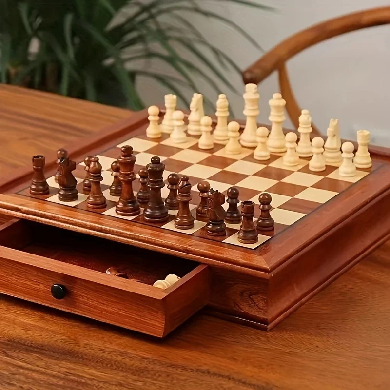 Ajedrez De Madera CANCILLER - Tablero De 50x50 Cm Con Piezas De Cerezo Y Casillas De 50 Mm, Fabricado En La UE