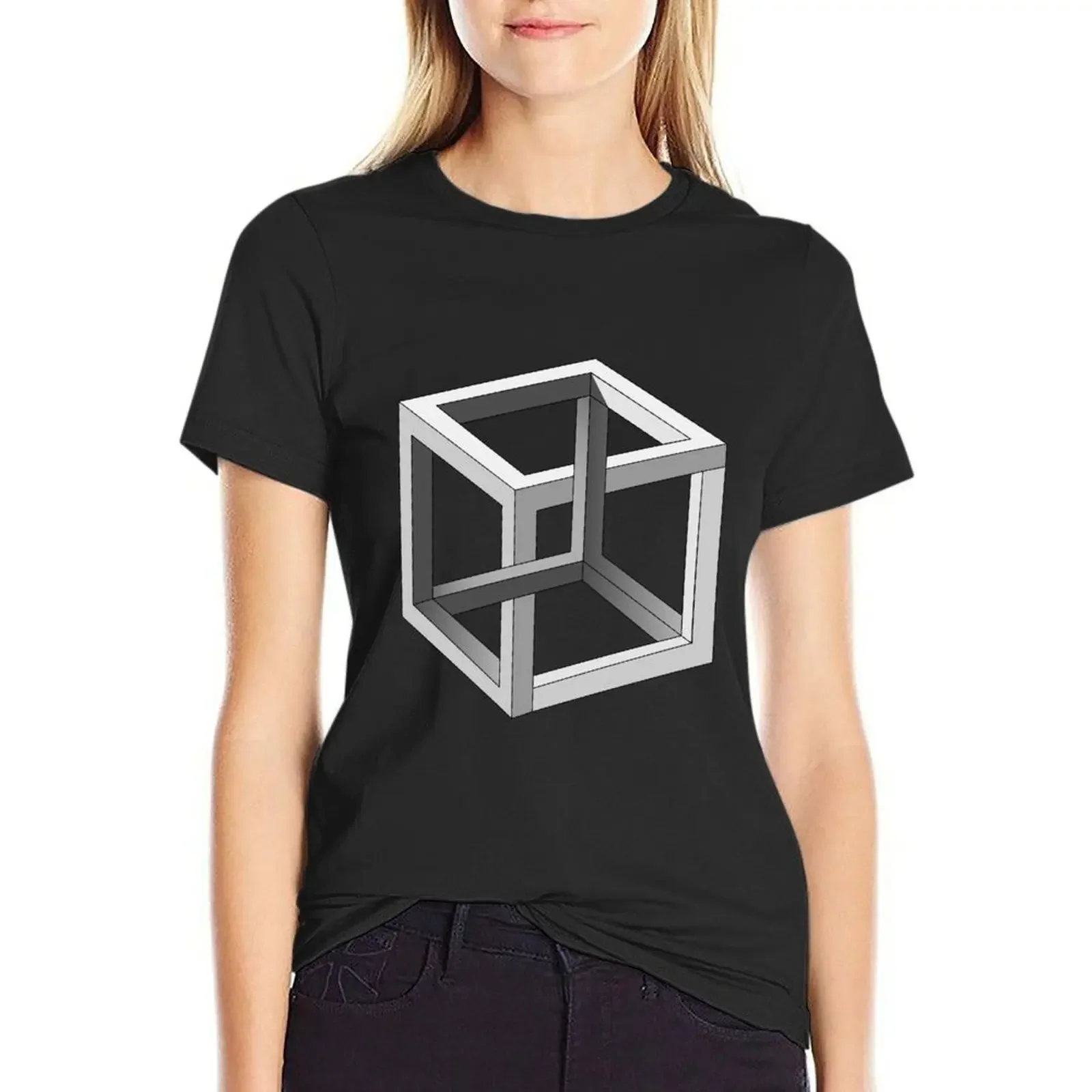 

Mind blowing Escher's cube T-Shirt kawaii clothes quick drying oversized t-shirt dress for Women graphic