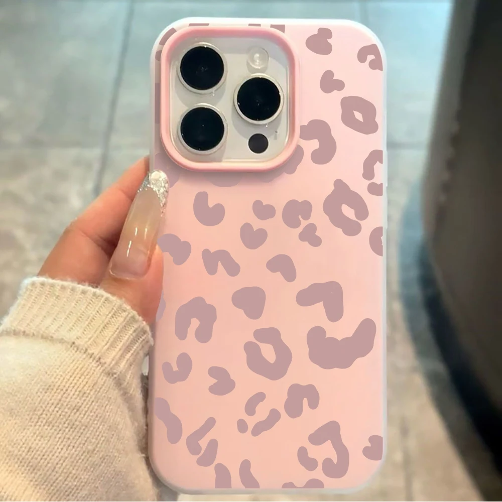 Pastel Pink Leopard Print Phone Case For Samsung Galaxy S26 S25 S24 S23 S22 Ultra Plus FE A56 A55 A54 A37 A36 A35 Silicone Cover