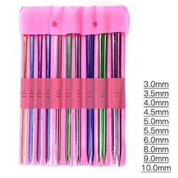 10Pairs/Set 35cm/25cm Knitting Needles Pins Straight Aluminum DIY Weaving Tool Long Sweater Scarf Needle 3.0-10mm