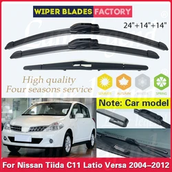 For Nissan TIIDA C11 2004 - 2012 Latio Versa Car Front Rear Wiper Blade Windscreen Windshield Clean Window Rain Brush 24