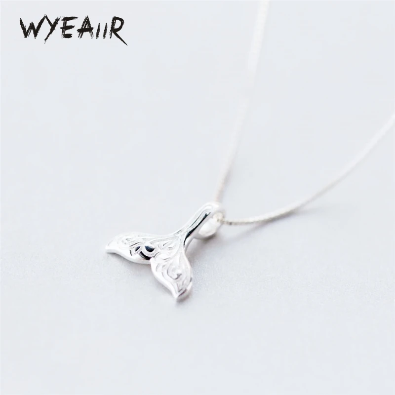 WYEAIIR 925 Sterling Silver Lovely Whale Fish Tail Mermaid Sweet Fine Jewelry Luxury Female Necklace