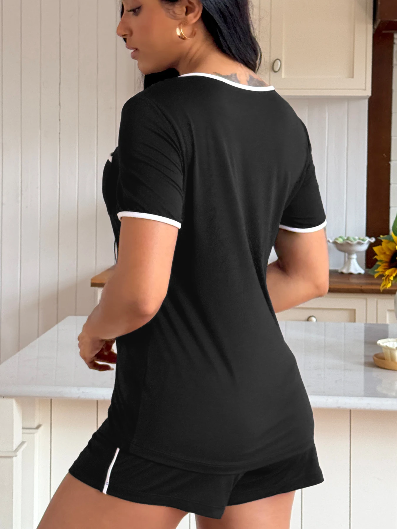 Super Soft Pajama Set for Women 2 Piece Lounge Set Short Sleeve Tops and Shorts Soft Sleepwear, Chest Pocket