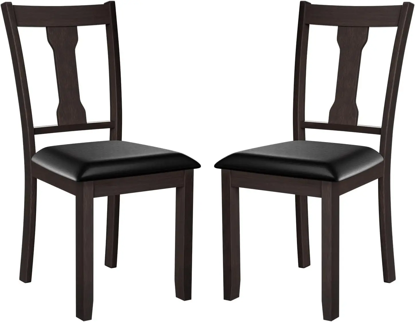 

Upholstered Padded Kitchen Chairs with Solid Rubber Wood Frame and Anti-slip Foot Pads, Vintage High Back Dining Chairs