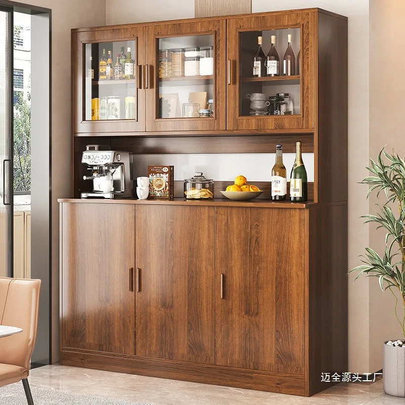 Despensa de cocina de granja con 3 puertas de vidrio, gabinete alto de despensa de cocina con estantes, gabinete de almacenamiento grande, armario de madera