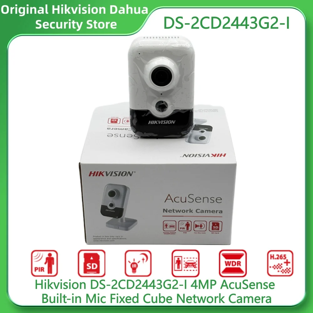 Hikvision DS-2CD2443G2-I 4MP Mini Camera Smart Home WebCam Two-way Audio AcuSense PoE Camera Built-in Mic H.265+ 120dB WDR PIR