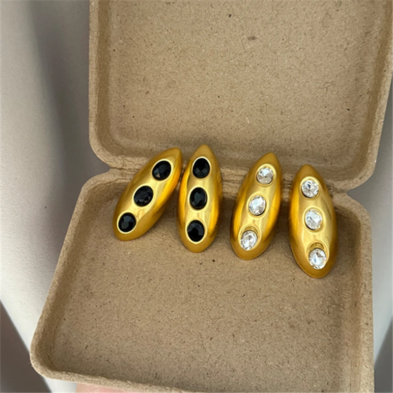 European and American Exaggerated Elliptical Brushed Metal Earrings Fashion Earrings Light Luxury High End Female Accessories