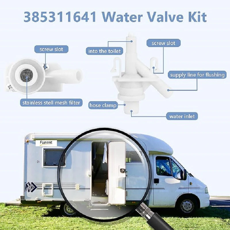 RV Toilet Water Valve Kit RV Toilet Valve Easy To Disassemble Stable Connection Anti Crack For 300 310 320 Series