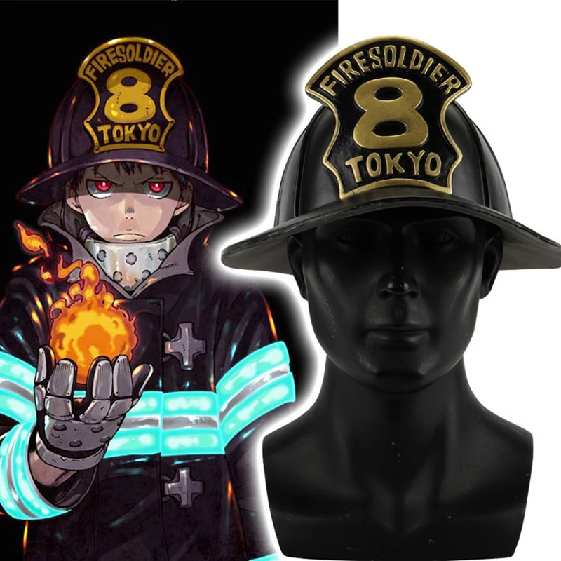 Anime Shinra Kusakabe Cosplay Wigs Enn Enn No Shouboutai Fire Force Hat Helmet Maki Oze Cosplay Wigs Kotatsu Tamaki Fire Service