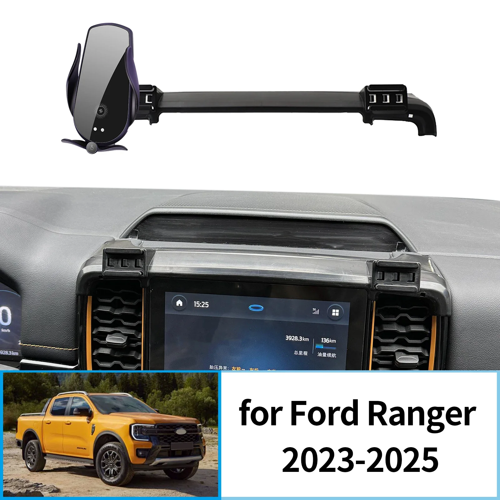 

for Ford Ranger 2023 2024 2025 T9 Everest Car Mobile Phone Holder Accessories GPS Bracket Navigation Stand Auto