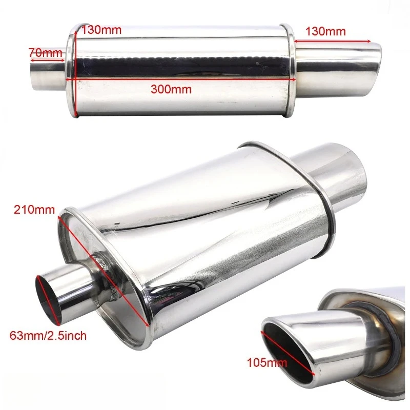 Stainless Steel Car Exhaust Pipe, Double Inlet Outlet Exhaust Tip