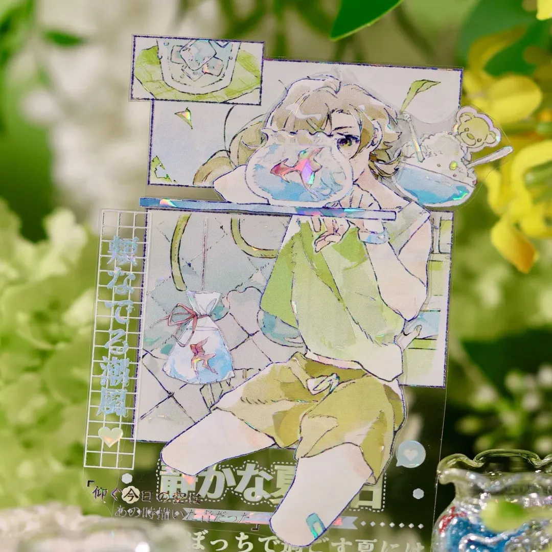 Shining Sky Shiny PET Washi Tape Collage Journal Scarpbook Character