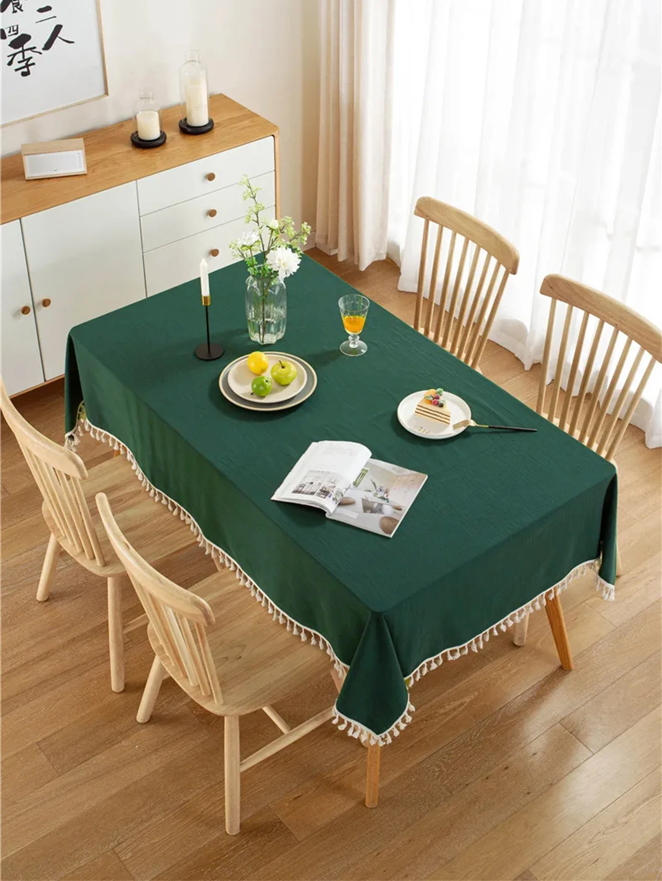 

Французские скатерти для дома, скатерти для свадебных торжеств, праздничные скатерти для кухни, мягкие однотонные скатерти с бахромой и плиссировкой.