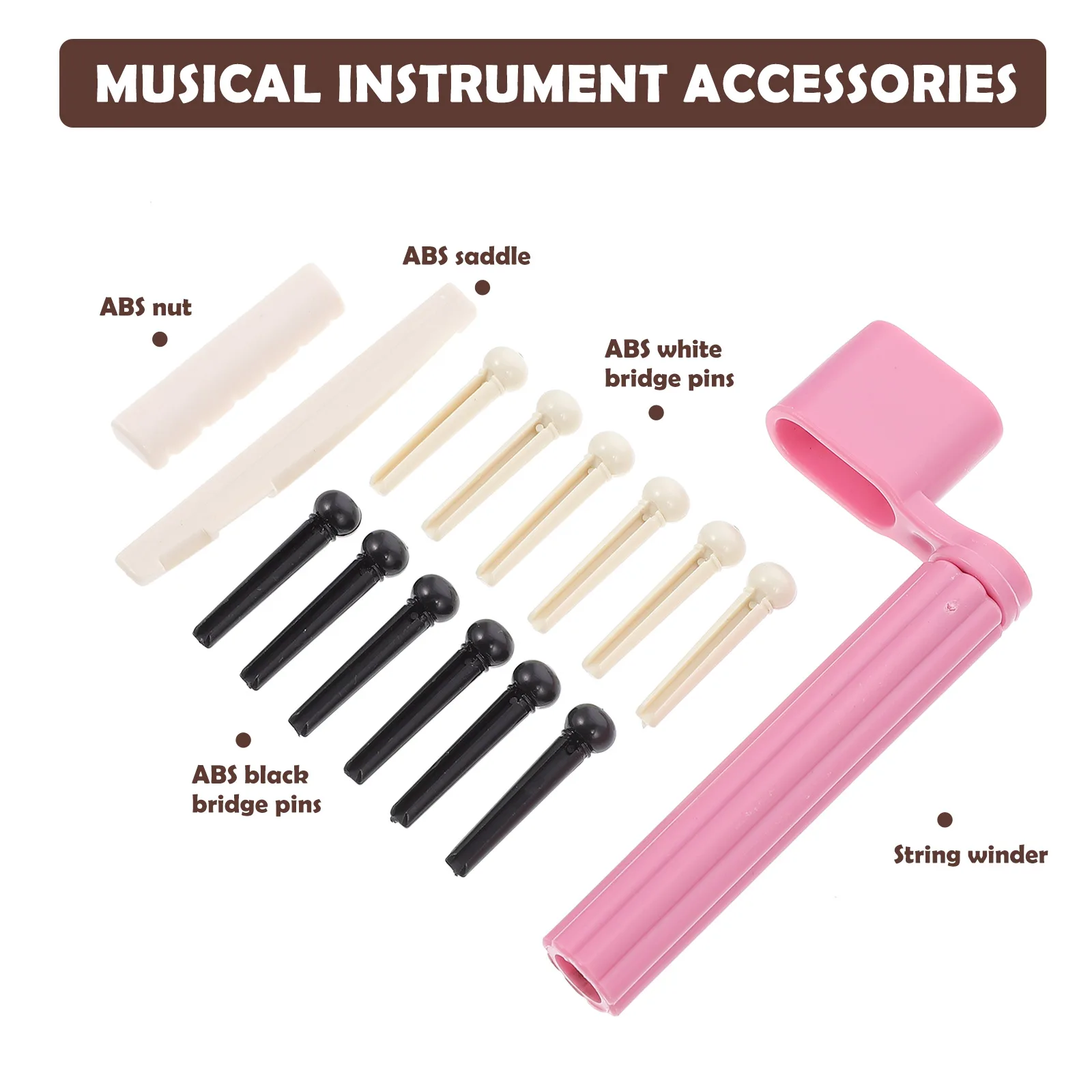 

Guitar Accessory Set Saddle Acoustic Bridge Pin Ballad Repair Kit Restringing Abs Nut and