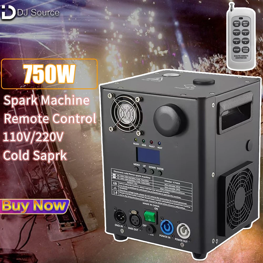 New 750W Cold Spark Machine Firework Machine with Remote Control Wedding Celebration Spark Fountain Effect DMX Stage Music Show