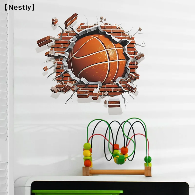 Basketball Wall Sticker Sports Boys Bedroom Art Wall Sticker Children's Room Nursery Decoration〔Nest〕