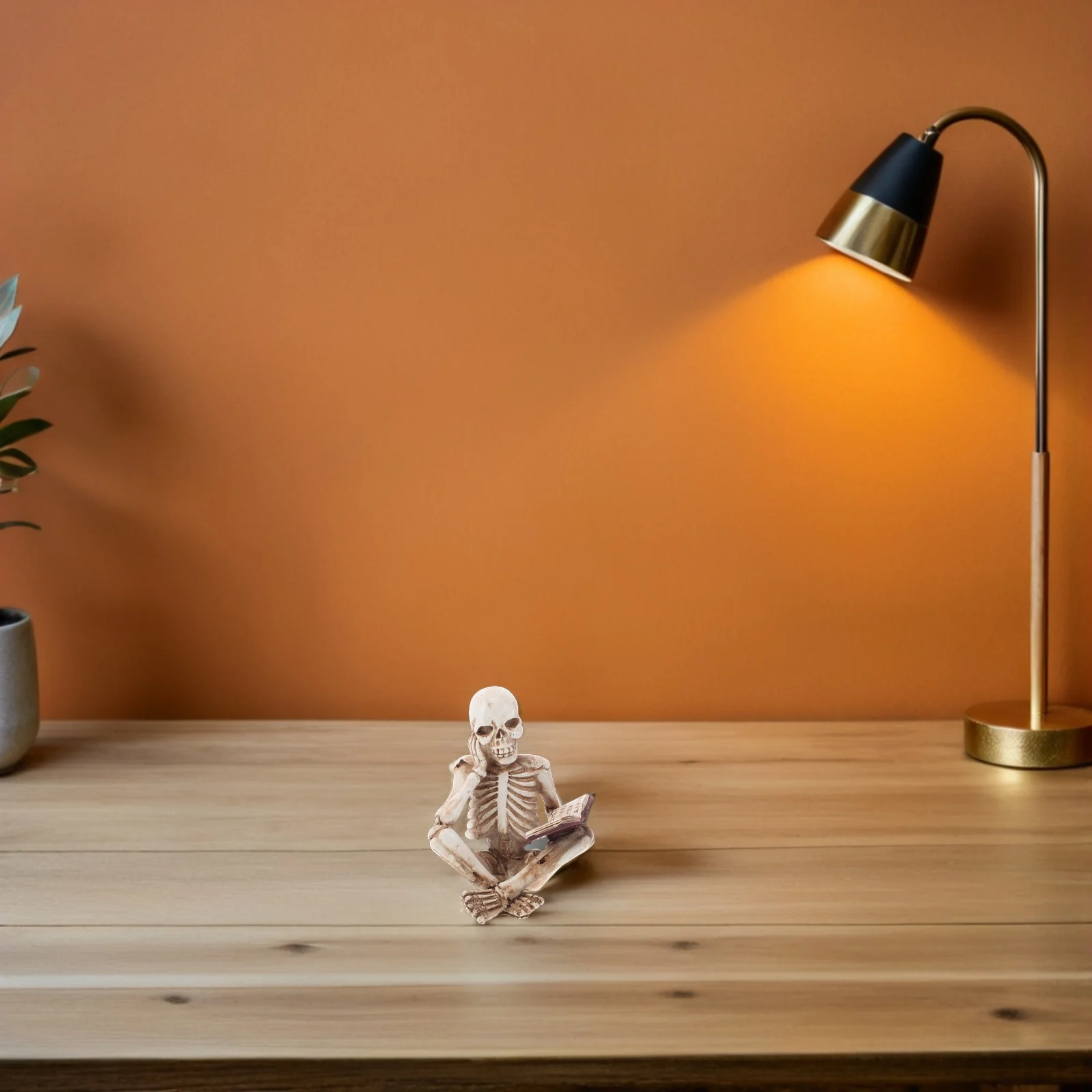 

Resin Halloween Decoration Reading Book Unique Desktop Sculpture Spooky Home Decor Ornament Horror Figurines