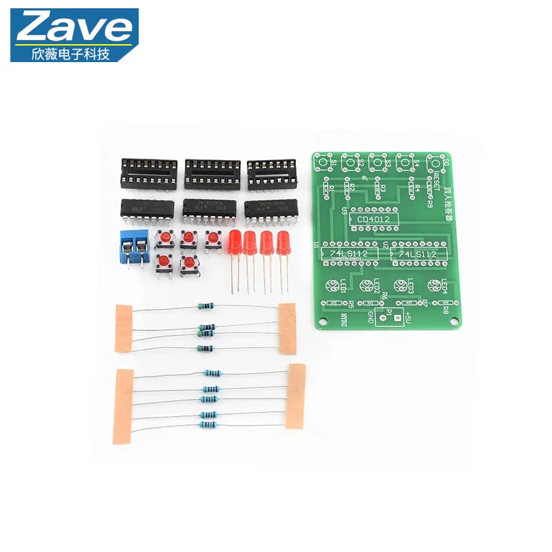 4-Player Quiz Buzzer Kit, 4-Person Digital Circuit JK Flip-Flop, Skill Training, Electronic Assembly DIY Spare Parts