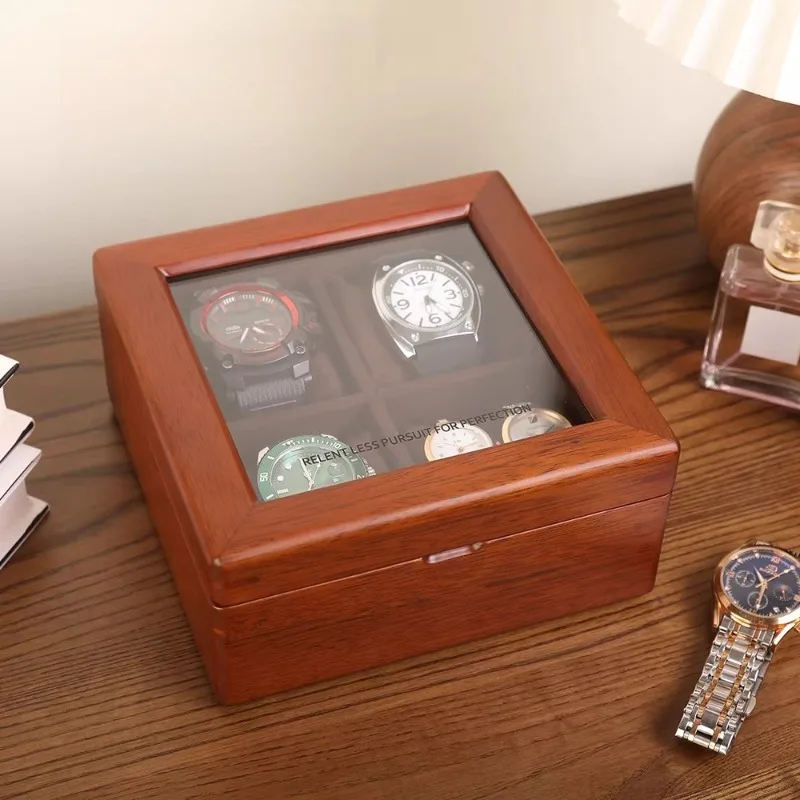 Solid Wood Watch Box Portable Mens Watch Case Storage Box Elegant Travel Saves Watches Organizer Small Luxury Fashion Gift Idea
