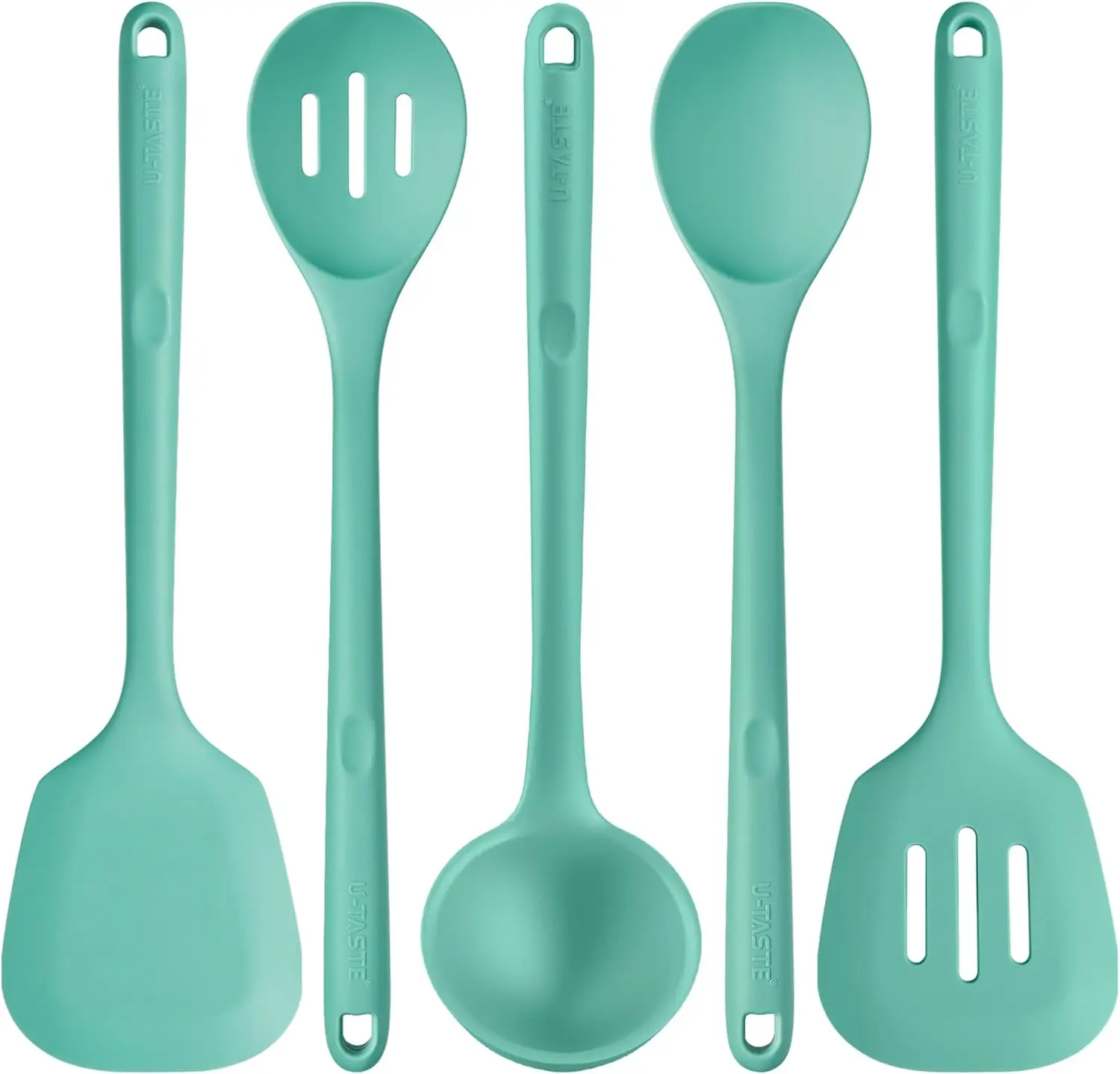 

High Heat Resistant Silicone Cooking Utensils Set: 5-Piece Non-Stick Turner, Spoon, Ladle for Safe Kitchen Use