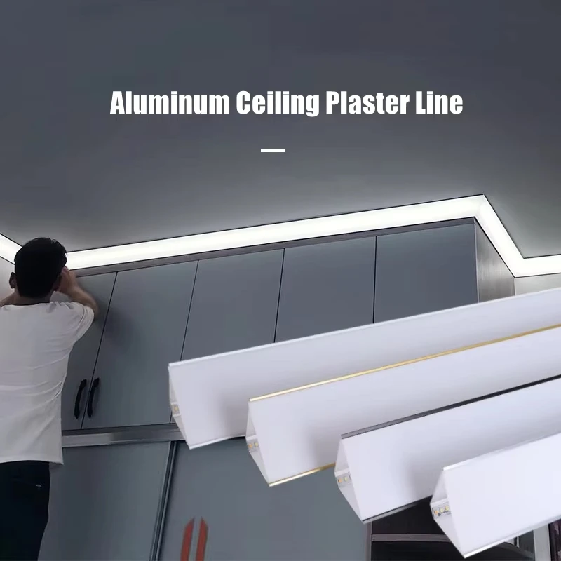V Shape LED Aluminum Profile Ceiling Top Corner 45 Degree Lighting Plaster Line Luminous Channel PC Diffuser Decor Strip Light