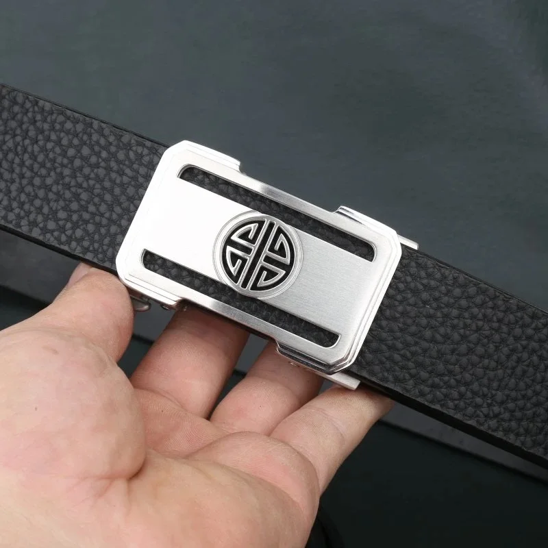 Handmade Xiangyun buckle lychee pattern men's genuine cow belt imported from Italy, top layer cowhide belt, 304 stainless steel