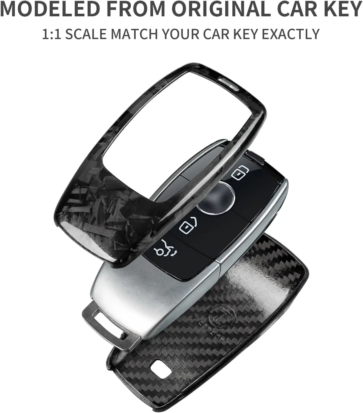 Carbon Fiber Key Fob Cover for Benz Key Case Protector Shell for Benz A-B-C Class S-Class G-Class E-Class CLA GLB CLS GLE GLC