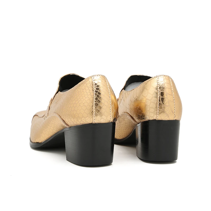 Herren-Slipper im italienischen Stil mit Krokodilmuster, hoher Absatzhöhe, aus echtem Leder, luxuriöse, formelle Schuhe für Geschäftstermine und festliche Anlässe. – Detail 4