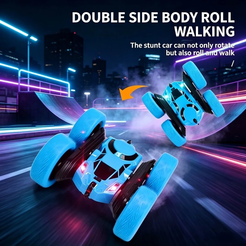 Generic Remote Control Stunt Car 2.4g Double Sided 360 Degree Rotation Rolling Drift Off Road Vehicle With Led Light New Model
