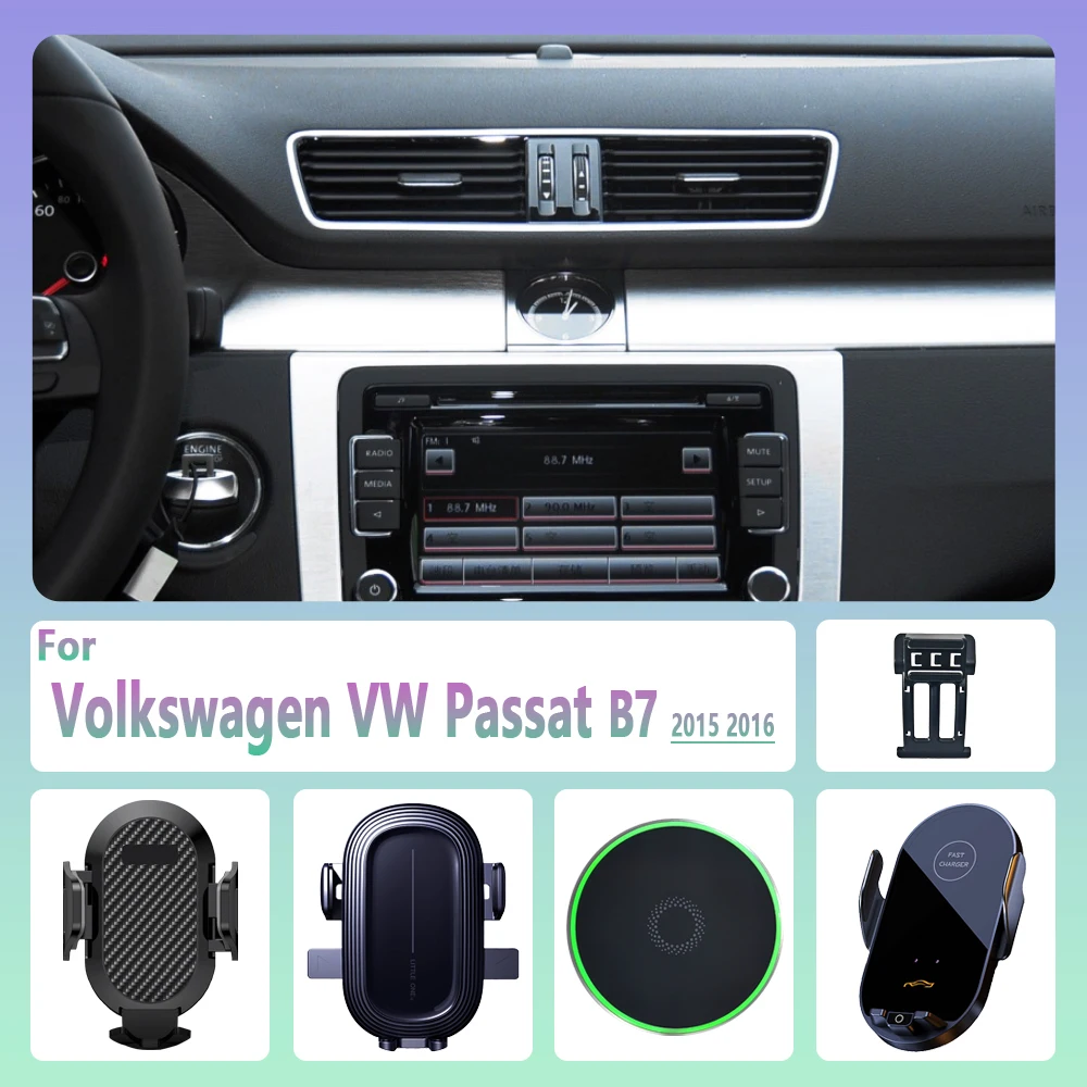 Suporte de telefone magnético de carregamento sem fio do carro, acessórios de suporte Magsafe, Volkswagen, VW, Passat, B7, 2015, 2016
