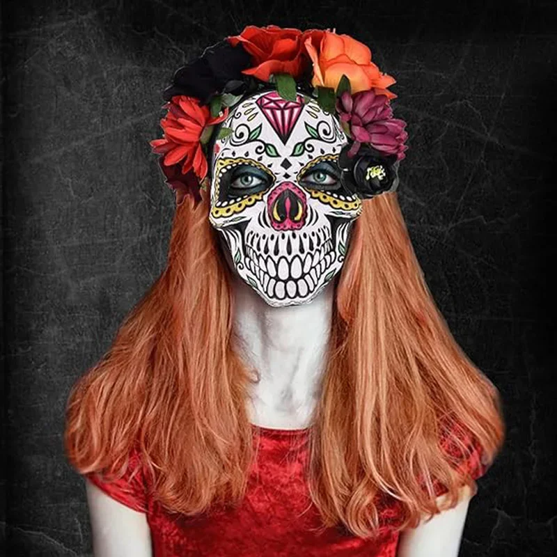 Mexican Flower Crown Headband Party Costume Dia de Los Muertos Day of The Dead Headpiece cosplay 코스프레 lolita