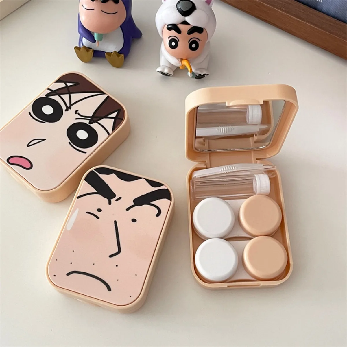 New Crayon Shin-chan Anime Figures Cartoon Contact Lens Cases Multi-Pack Storage Box Contact Lens Case Eyewear Accessories Gift view 5