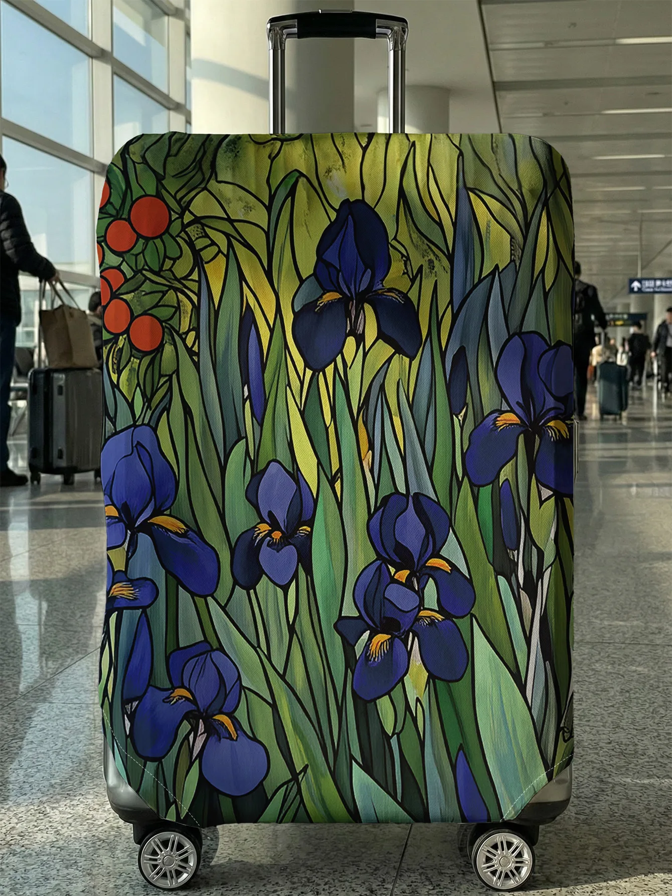 

Van Gogh Irises Oil Painting Style Luggage Cover, Suitable for 18-32 Inch Luggage Cover, Luggage Handle Glove, Travel Accessorie