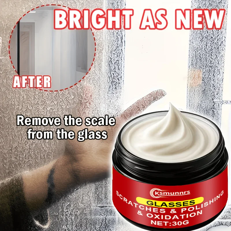 Powerful Glass Film Polish Paste, Removes Hard Water Stains and Scale, Ideal for Car and Home Glass/mirrors, Shower Doors, Tiles