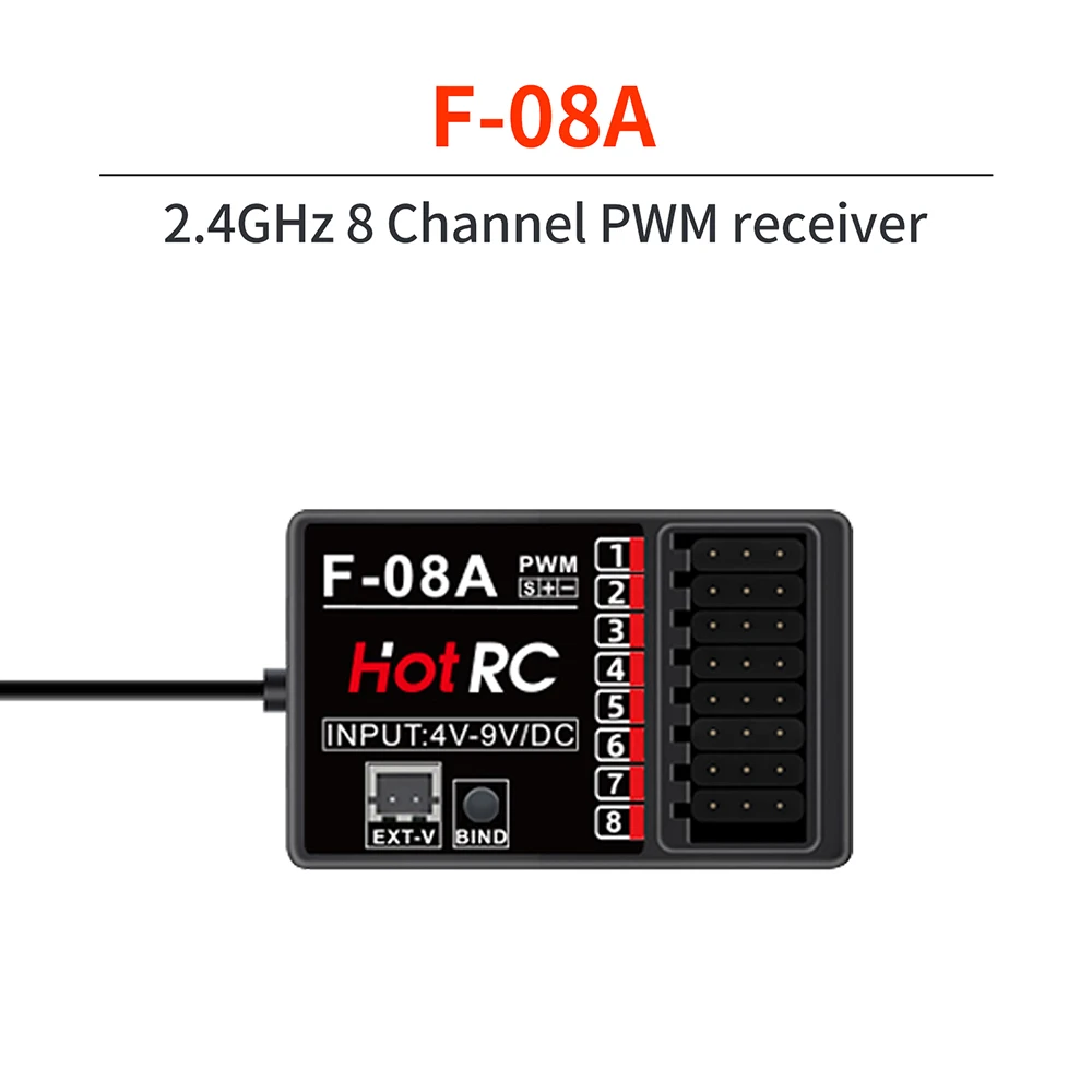 Nouveau transmetteur Radio HotRC CT-8B 8CH 300M 2.4GHz transmetteur numérique avec récepteur F08A télécommande pour voiture RC bateau Robot
