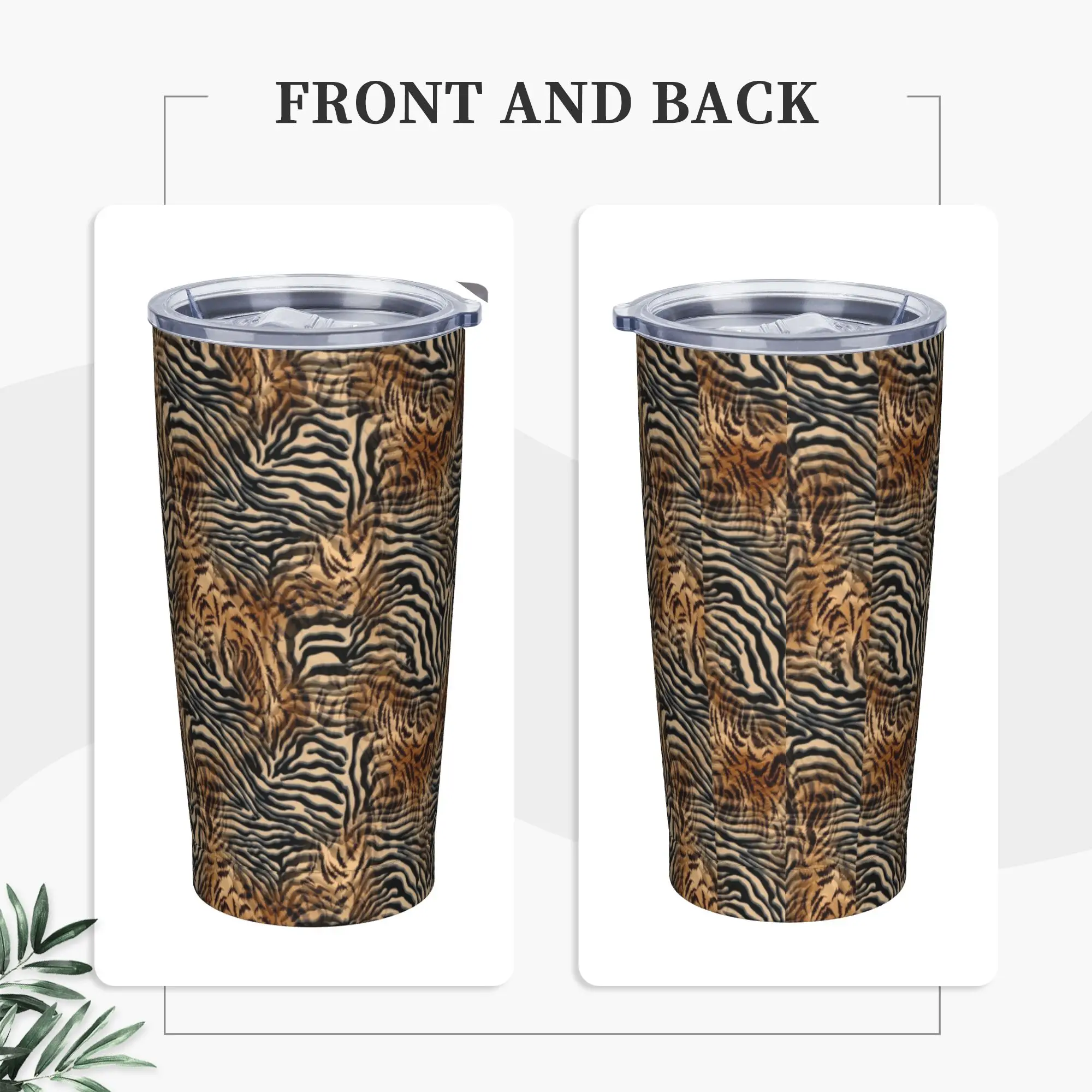Leopard texture Tumbler Vacuum Insulated Tiger Animals Skin Leopard Texture Coffee Cups Vacuum Flask Car Mug Water Bottle, 20oz