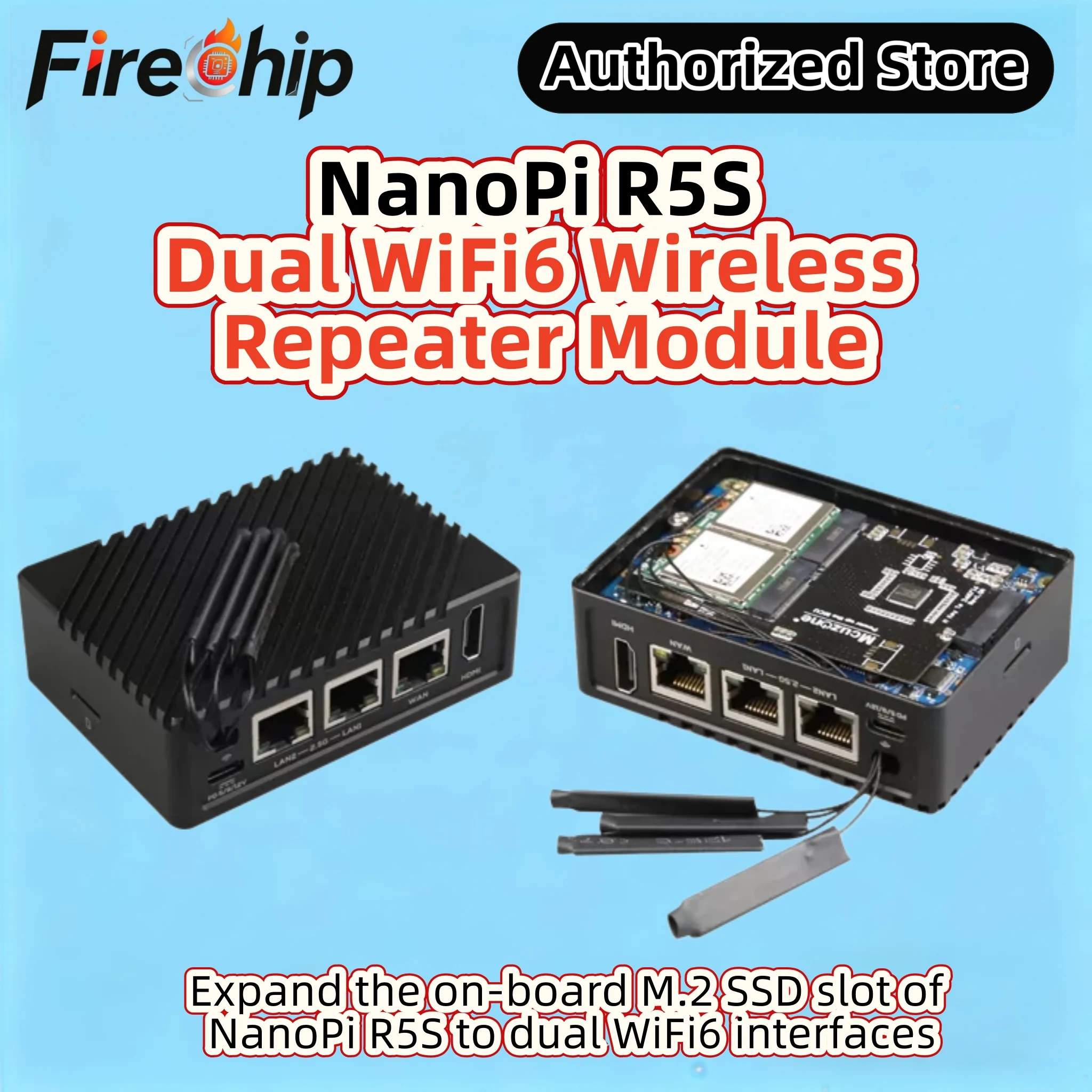NanoPi R5S Special M.2 Dual WiFi6 Wireless Repeater Module, MT7922 AX200 Bridge