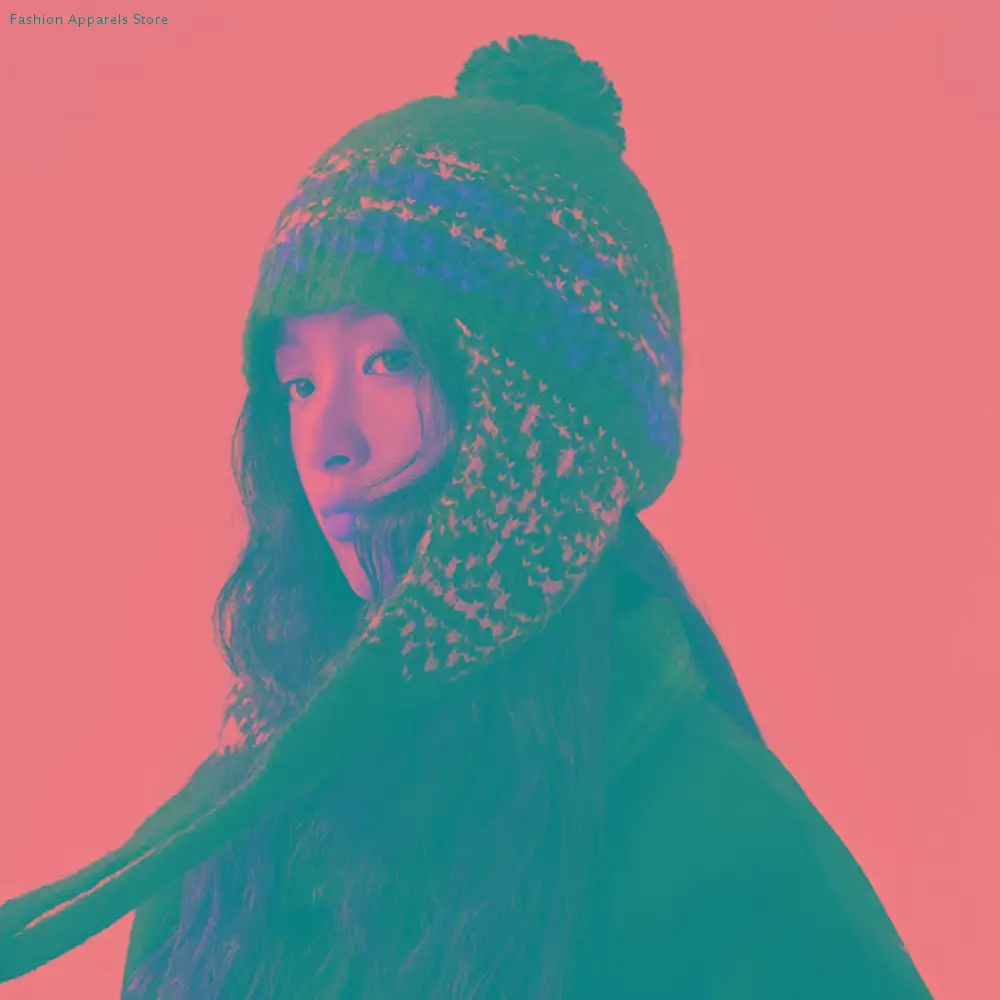 

Милые жаккардовые вязаные шапки, плетенные теплые защитные шапки для ушей, корейский стиль, Y2k, женская шерстяная шапка, уличная одежда