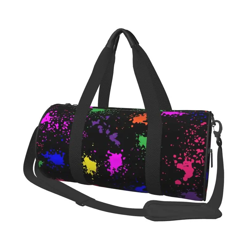 

Colorful Paint Splatter Art Travel Duffel Bags Unisex Lightweight Yoga Gym Sports Bags Portable Waterproof Luggage Hand Bag