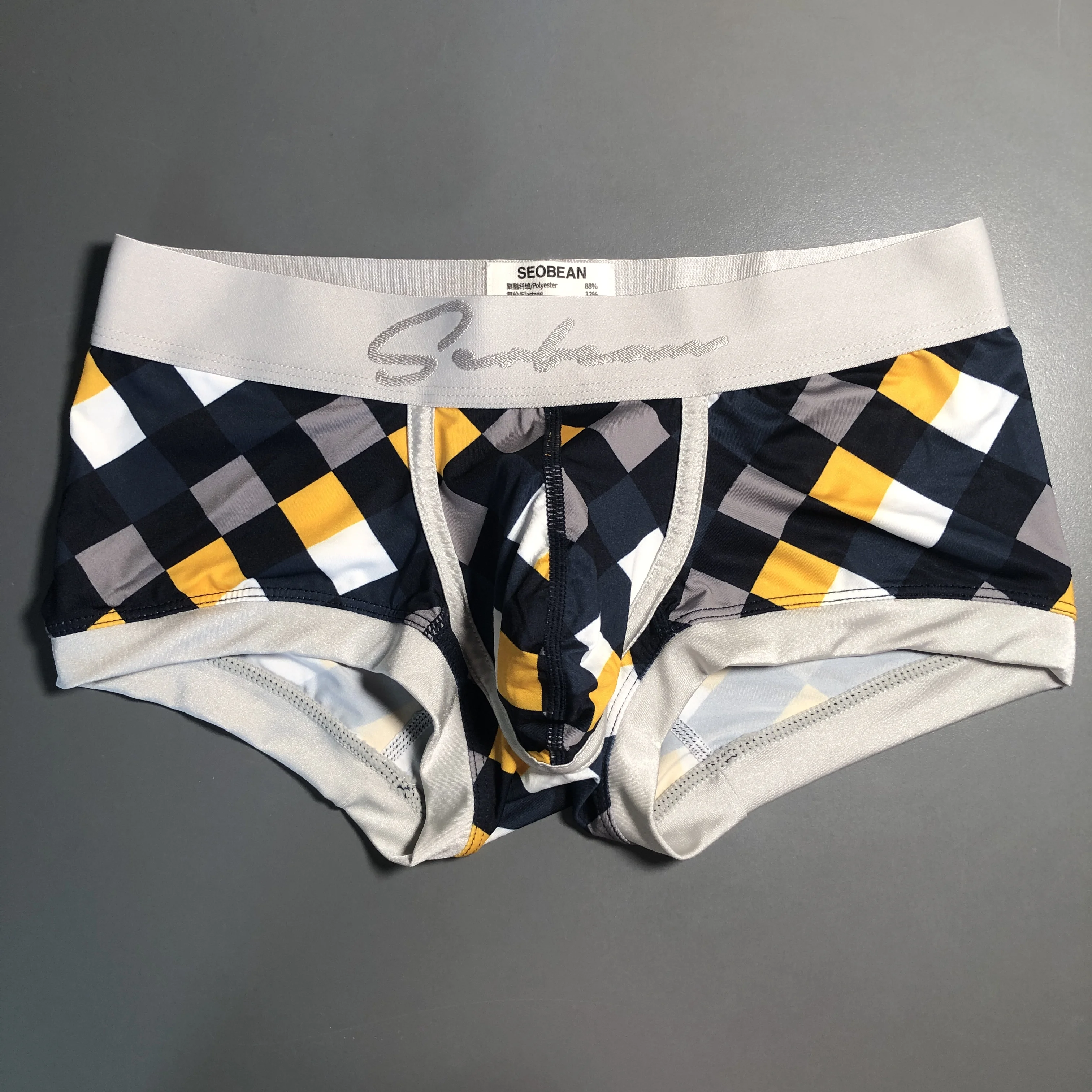 SEOBEAN Herren-Boxershorts mit niedrigem Bund, atmungsaktiv, kariertem Plaid-Print, trendige sexy Unterwäsche für junge Männer – Detail 6