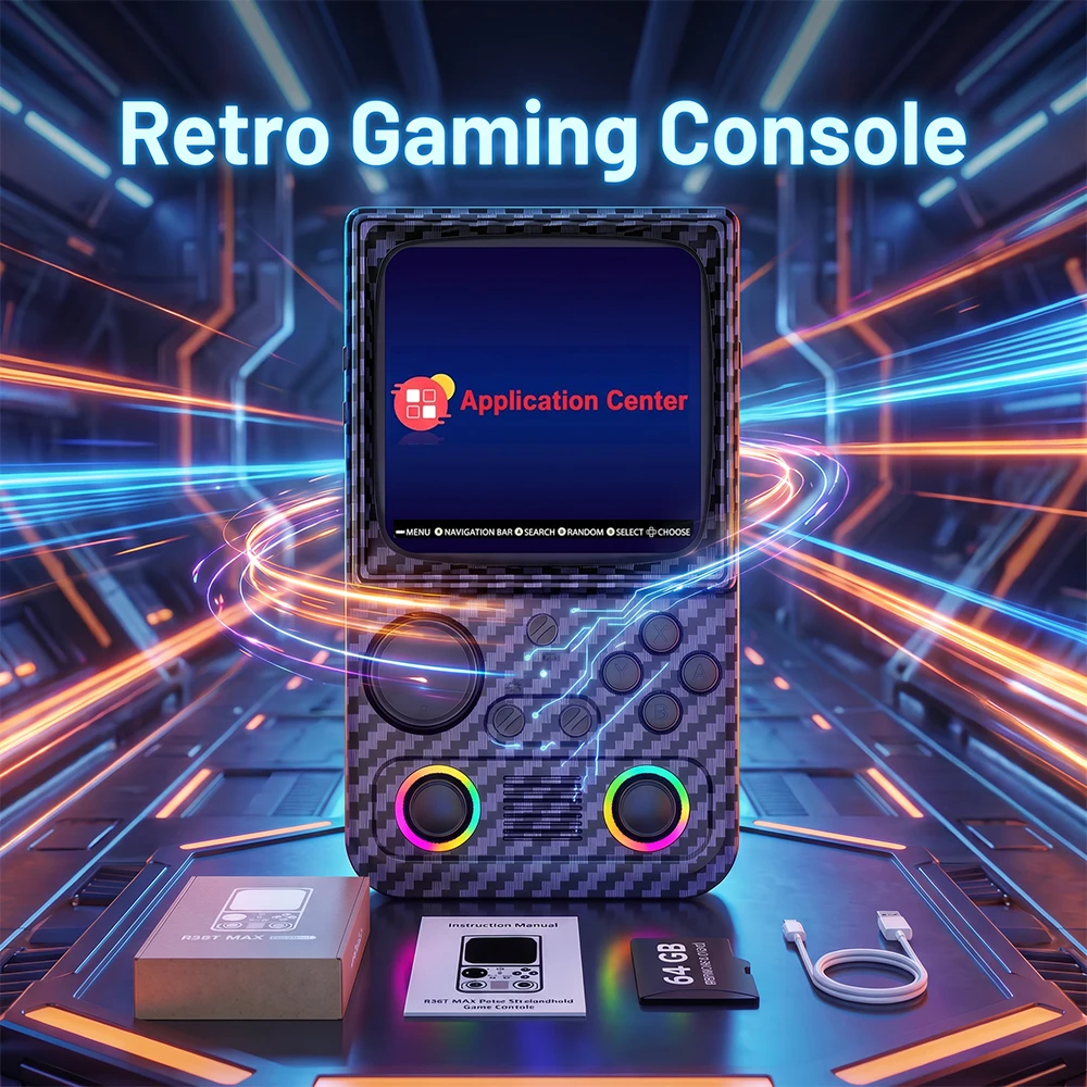 AISLPC R40 CRT Curved Screen Retro TV Game Console 4.0'' Supports 5G WiFi Multiplayer Battle Portable Video Game Player