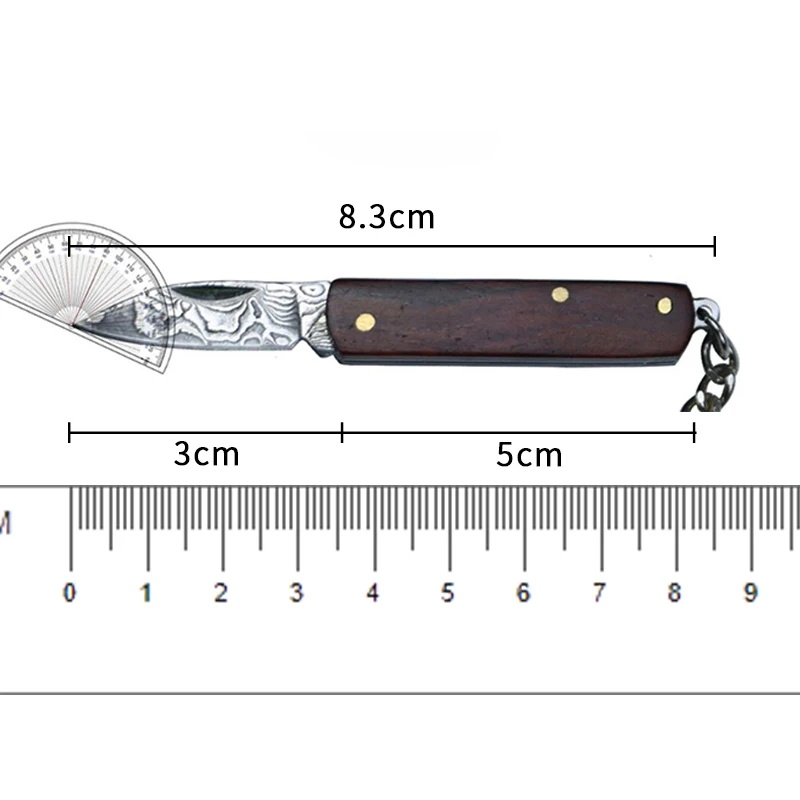 Damascus Knife Outdoor Folding Knife Mini Self Defense Fruit Knife Camping Knife Portable Knife Keychain