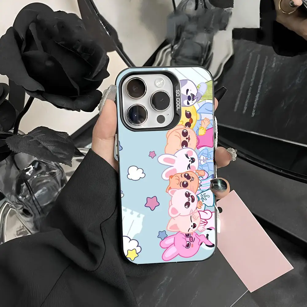 S-Stray Cartoon kids Phone Case Matte Colored Silver For iPhone 15 14 13 12 11 Pro Max Plus XS X Shockproof Hard Cover